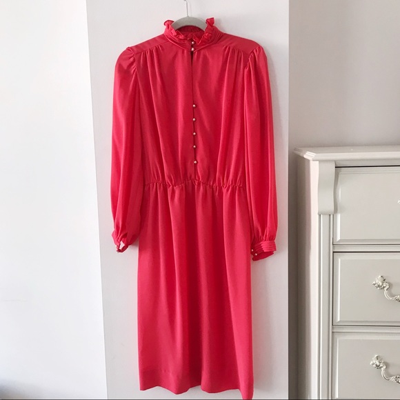 ❌SOLD Vintage Coral Dress - Picture 1 of 5